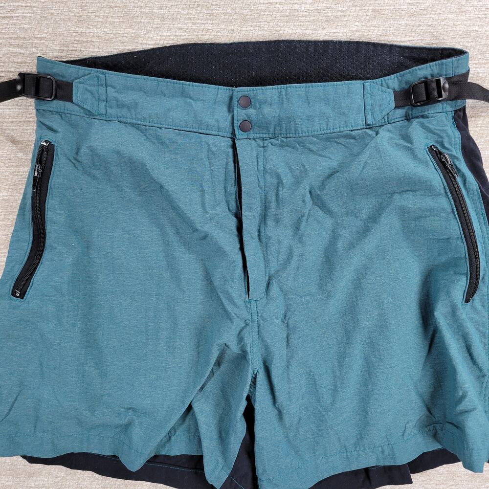 VTG LL Bean Shorts Mens L Teal Green Adjustable Waist Outdoor Hiking Net Lining